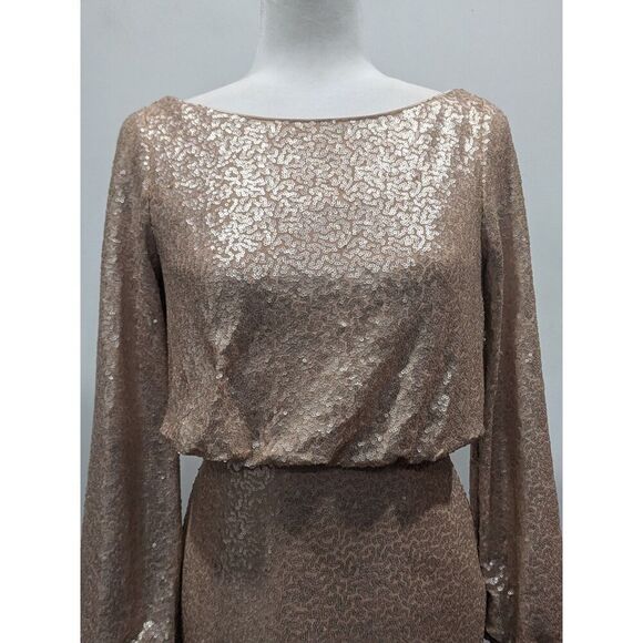 Tadashi Shoji Revin Long-Sleeve Gold Sequin Maxi Gown, 2/4 - Picture 4 of 16